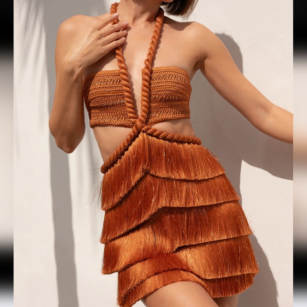 PatBO Pampas Metallic Fringe Minidress - Picture 3 of 17